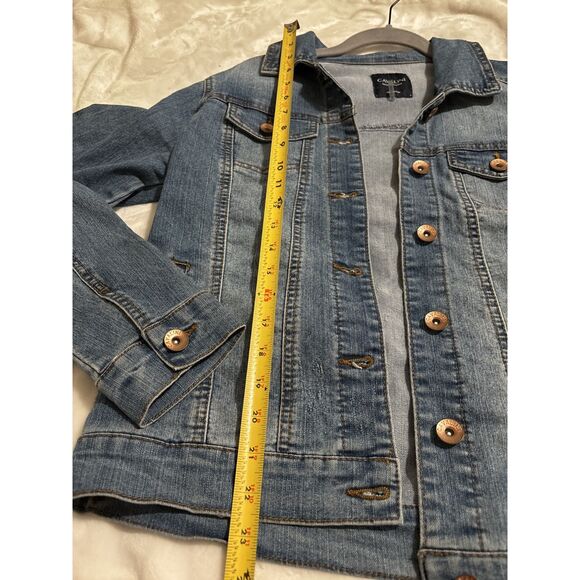 Cavalini WomenM Denim Jacket Cottagecore Western Boho Vintage Floral Embroidered - Picture 7 of 7